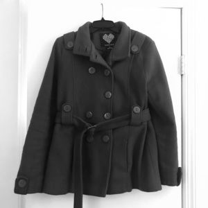 Brave Soul Light Gray Belted Peacoat.